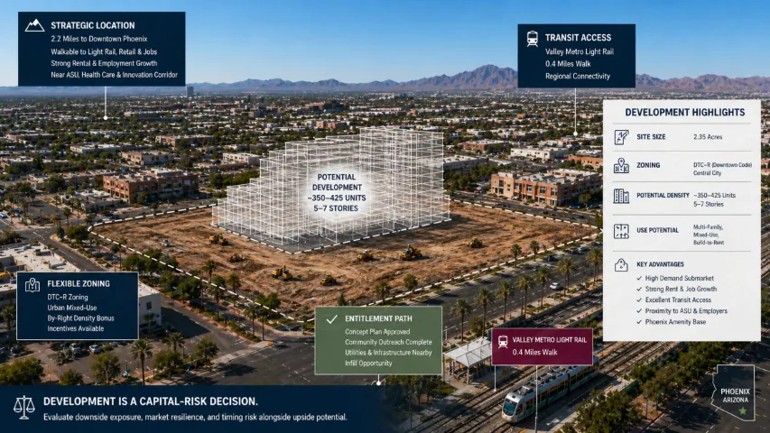 Greater Phoenix Area development feasibility analysis showing site, access, demand, approvals, and infrastructure