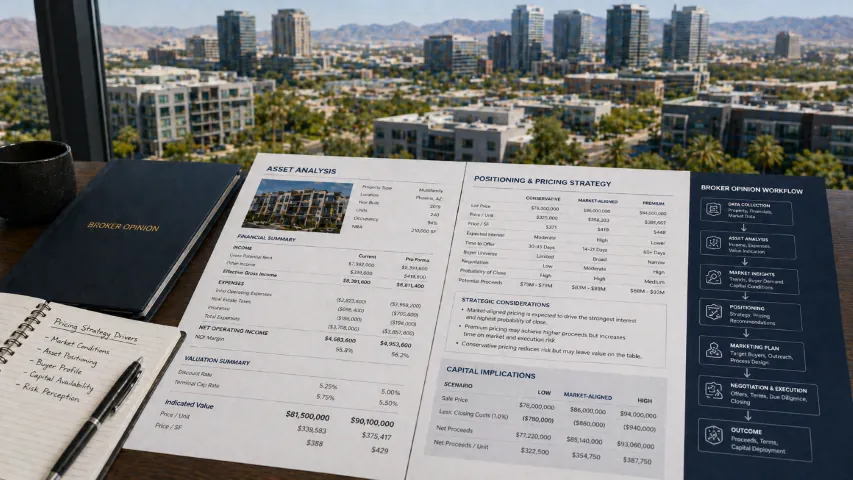 Phoenix commercial asset analysis, positioning, pricing strategy, and broker opinion of value materials