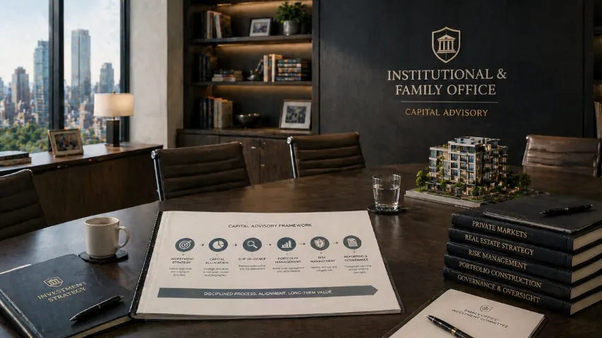 Family office and private capital real estate relationship meeting focused on direct investments and partnership alignment