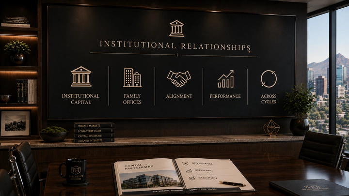 Long-term institutional and family office real estate capital relationship built through reporting and aligned execution