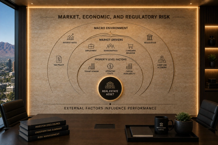 Local market, insurance, regulatory, and property-level risks reviewed for a private real estate investment