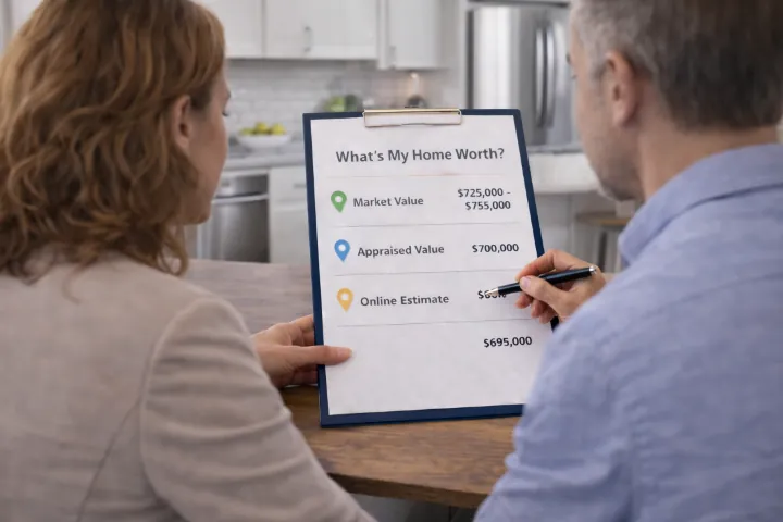 Greater Phoenix Area homeowners comparing an online estimate with a broker market analysis