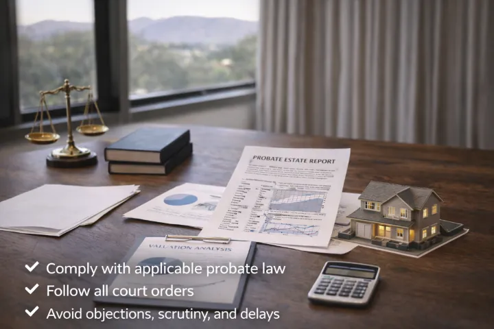 Personal representative documenting probate property pricing and sale decisions