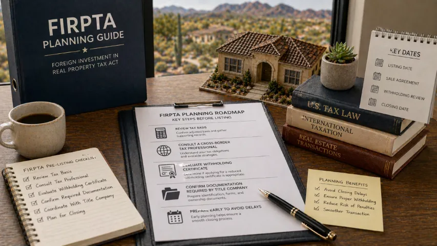 Broker, escrow, and tax professionals coordinating a FIRPTA property sale