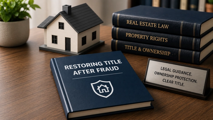 Attorney and title professionals reviewing steps to restore title after a fraudulent recording