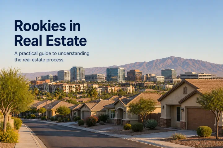 Rookies in Real Estate education overlooking homes and the Greater Phoenix Area skyline