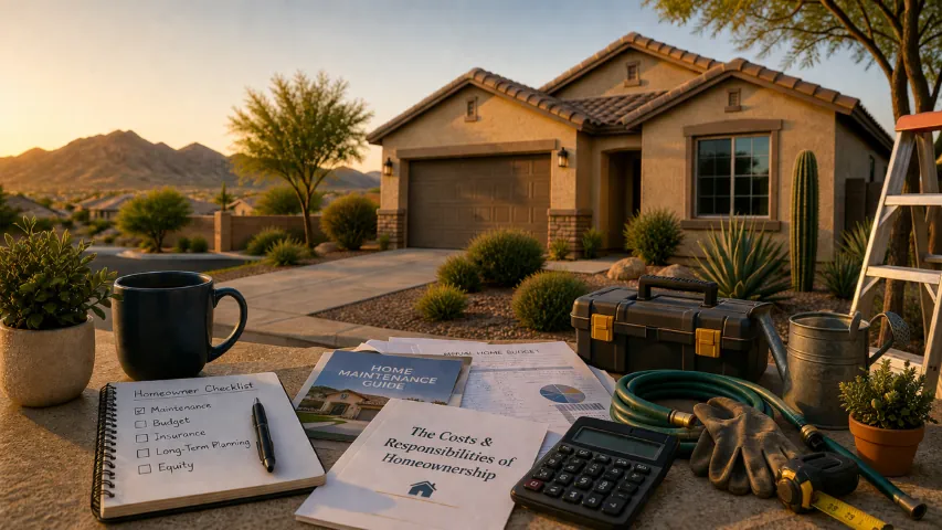 Greater Phoenix Area home with maintenance, insurance, budgeting, and long-term planning materials
